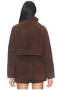 view 5 of 5 Lamb Leather Suede Cinched Mid Jacket in Espresso Brown