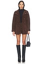 view 6 of 5 Lamb Leather Suede Cinched Mid Jacket in Espresso Brown