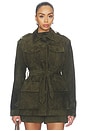 view 1 of 5 Lamb Leather Suede Mid Jacket in Olive Green