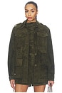 view 2 of 5 Lamb Leather Suede Mid Jacket in Olive Green