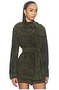 view 4 of 5 Lamb Leather Suede Mid Jacket in Olive Green