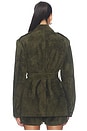view 5 of 5 Lamb Leather Suede Mid Jacket in Olive Green