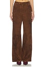view 1 of 6 Leather Suede Straight Leg Pant in Suede Honey Brown