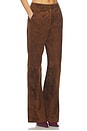 view 2 of 6 Leather Suede Straight Leg Pant in Suede Honey Brown