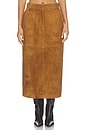 view 1 of 6 Leather Suede Maxi Skirt in Caramel