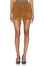 view 1 of 6 Lamb Leather Suede Mini Skirt in Caramel