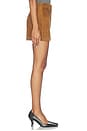 view 4 of 6 Lamb Leather Suede Mini Skirt in Caramel