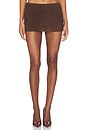 view 1 of 6 Lamb Leather Suede Mini Skirt in Espresso Brown