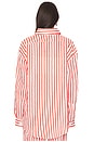 view 3 of 4 Linen Woven Shirt in Stripe Red