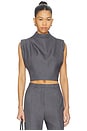 view 1 of 4 Twill Clouched Crop Top in Dark Grey
