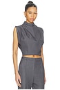 view 2 of 4 Twill Clouched Crop Top in Dark Grey