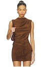 view 1 of 4 x REVOLVE Leather Suede Ruched Top in Chestnut Brown