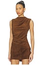 view 2 of 4 x REVOLVE Leather Suede Ruched Top in Chestnut Brown