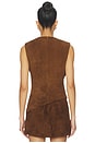 view 3 of 4 x REVOLVE Leather Suede Ruched Top in Chestnut Brown
