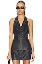 view 1 of 4 Leather Cowl Neck Top in Black