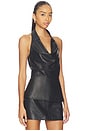 view 2 of 4 Leather Cowl Neck Top in Black