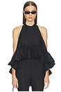 view 1 of 4 Linen Peplum Top in Black