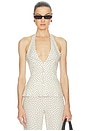 view 1 of 5 Linen Halter Neck Top in Micro Polka Dot
