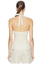 view 3 of 5 Linen Halter Neck Top in Micro Polka Dot