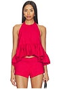 view 1 of 5 x REVOLVE Linen Peplum Top in Solid Red