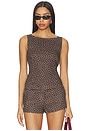 view 1 of 5 TOP CUELLO ANCHO in Brown & White Polka Dot