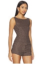 view 2 of 5 TOP CUELLO ANCHO in Brown & White Polka Dot