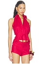 view 2 of 4 Linen Sweetheart Top in Red