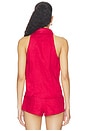 view 3 of 4 Linen Sweetheart Top in Red