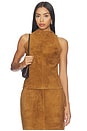 view 1 of 4 Lamb Leather Suede High Neck Top in Caramel