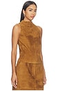view 2 of 4 Lamb Leather Suede High Neck Top in Caramel