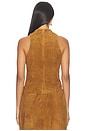view 4 of 4 Lamb Leather Suede High Neck Top in Caramel