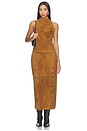 view 5 of 4 Lamb Leather Suede High Neck Top in Caramel