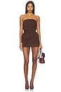 view 5 of 4 Lamb Leather Suede Ruched Bandeau Top in Espresso Brown