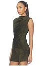 view 4 of 5 Lamb Leather Suede Ruched Top in Olive Green