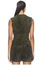 view 5 of 5 Lamb Leather Suede Ruched Top in Olive Green
