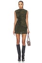 view 6 of 5 Lamb Leather Suede Ruched Top in Olive Green