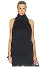 view 1 of 4 Polyester Fringe Halter Top in Black