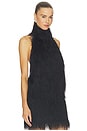 view 2 of 4 Polyester Fringe Halter Top in Black