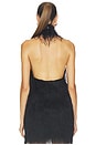 view 4 of 4 Polyester Fringe Halter Top in Black