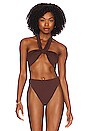 view 1 of 4 Wrap Tie Bikini Top in Brown