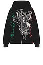 view 5 of 6 x Fuerza Regida Crazyz Zip Hoodie in Black