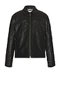 view 4 of 5 Quilted Cross Leather Jacket in Black