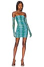 view 1 of 4 Danni Midi Dress & Gloves in Teal Snake