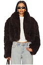 view 1 of 8 Stephanie Barrel Crop Faux Fur Jacket in Java