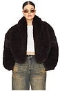 view 2 of 8 Stephanie Barrel Crop Faux Fur Jacket in Java