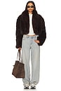 view 7 of 8 Stephanie Barrel Crop Faux Fur Jacket in Java