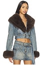 view 2 of 4 The Low Neck Denim Jacket With Faux Fur in Dusty Tint Wash