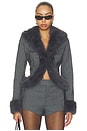 view 1 of 6 Clarra Jacket in Grey Stripe