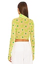 view 3 of 4 Micaela Mesh Turtleneck Crop Top in Lime Daisy