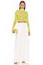view 4 of 4 Micaela Mesh Turtleneck Crop Top in Lime Daisy